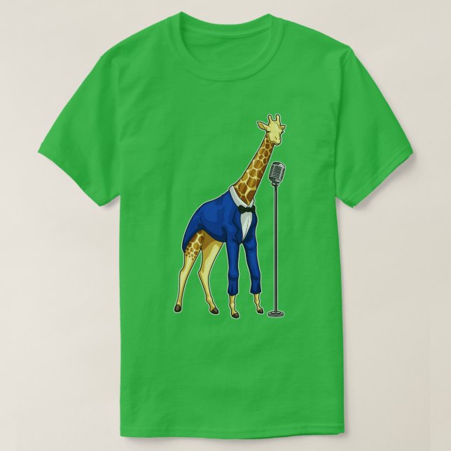 Camiseta Giraffe Singer Microphone Music (Frente do Design)