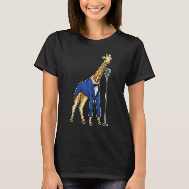 Camiseta Giraffe Singer Microphone Music (Frente)