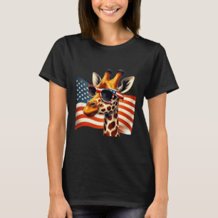 Camiseta Giraffe Sungles Bandeira Americana Patriótica 4º D