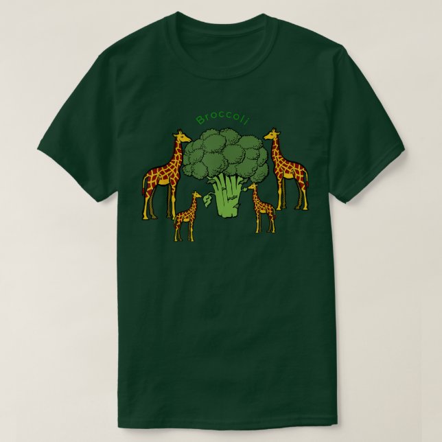 Camiseta Giraffe Vegetariana Comendo Brócolis (Frente do Design)