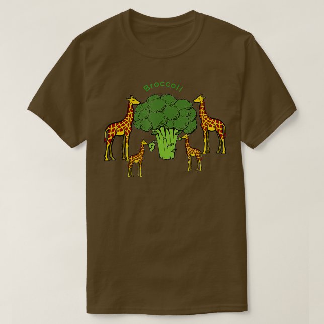 Camiseta Giraffe Vegetariana Comendo Brócolis (Frente do Design)
