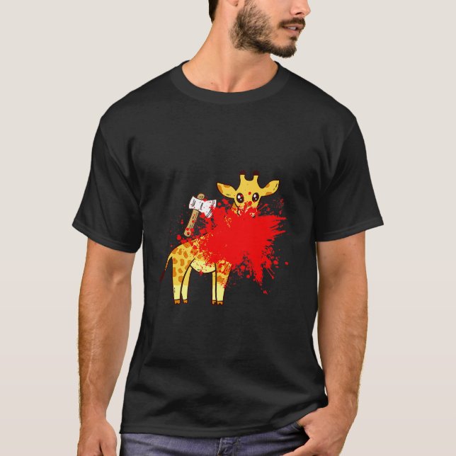 Camiseta Giraffe With Blood The Anti Halloween Zombie Giraf (Frente)