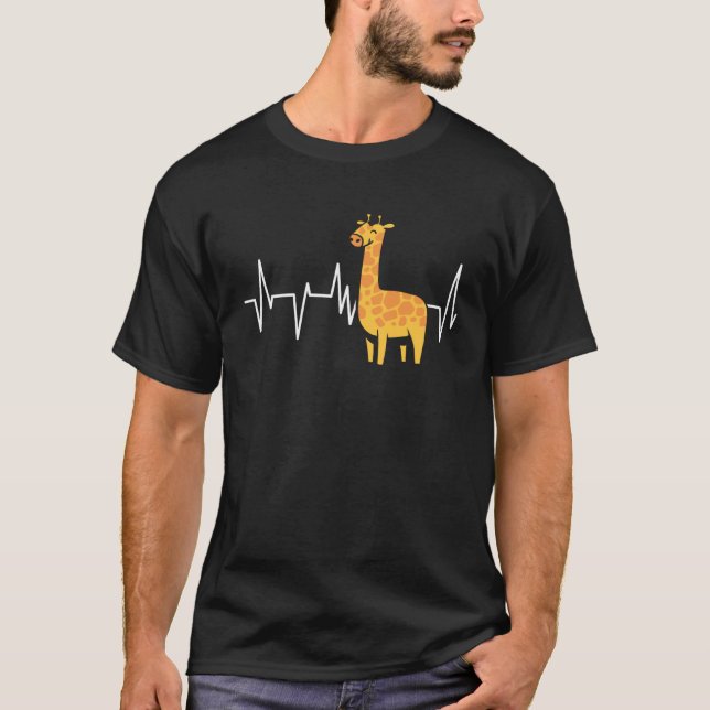 Camiseta Giraffes Heartbeat ECG Giraffe African Animals (Frente)