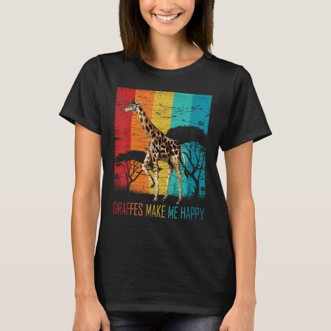 Camiseta Giraffes Make Me Happy Zoo Keeper Animal  Giraffe (Frente)