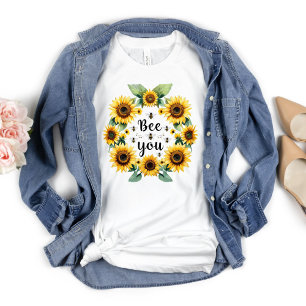 Camiseta Girassóis Abelhas Você Fofo Inspirador Moderno