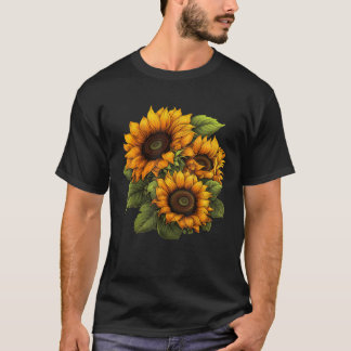 Camiseta Girassóis Amarelos Flores de verão lindas Posições