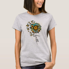 Camiseta Girassóis Borboletas Fé Cristã Religiosa