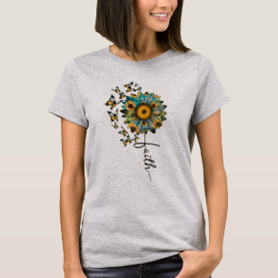 Camiseta Girassóis Borboletas Fé Cristã Religiosa