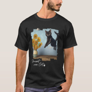 Camiseta Girassóis de Gato Negro, Vincent van Cat, Engraçad