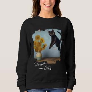 Camiseta Girassóis de Gato Negro, Vincent van Cat, Engraçad
