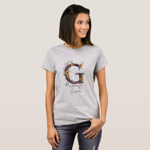 Camiseta Girassóis Elegantes Monograma G: Vinhas e Pastel S