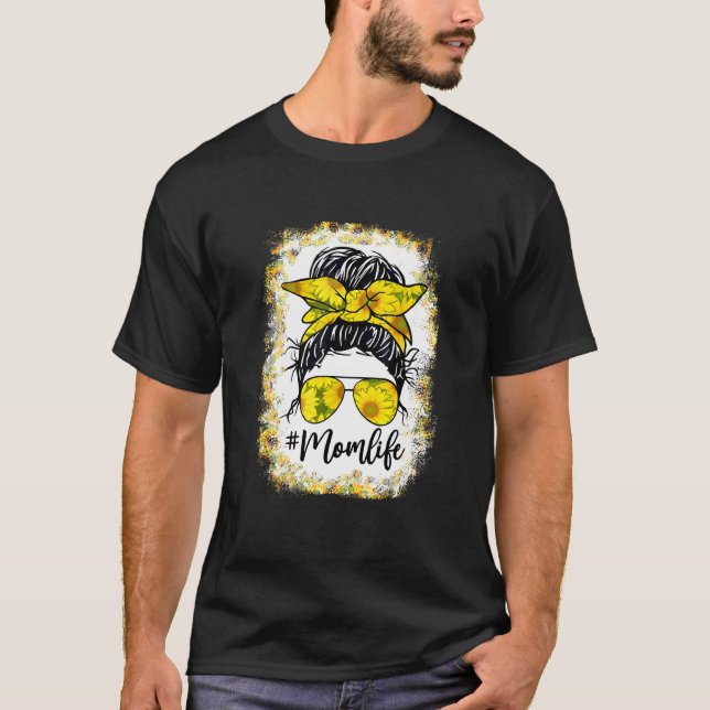 Camiseta Girassóis Mãe Vida Cabelo de freio Óculos de sol M (Frente)