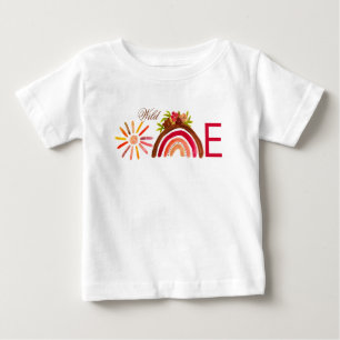 Camiseta Girassol 1º Aniversário Aquarela Sol Amarelo Menin