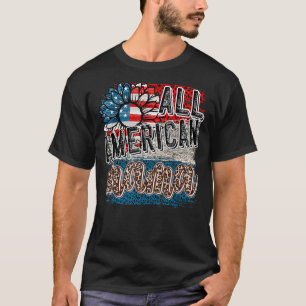 Camiseta Girassol 4 de julho Bandeira Americana Mãe Retro