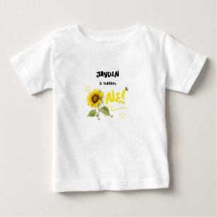 Camiseta Girassol Aquarela com Borboletas 1º Aniversário