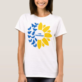 Camiseta Girassol azul/amarelo Eu sou ucraniano personalizá