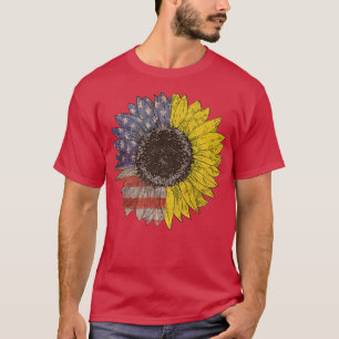 Camiseta Girassol bandeira americana Vintage Graphic 4th of