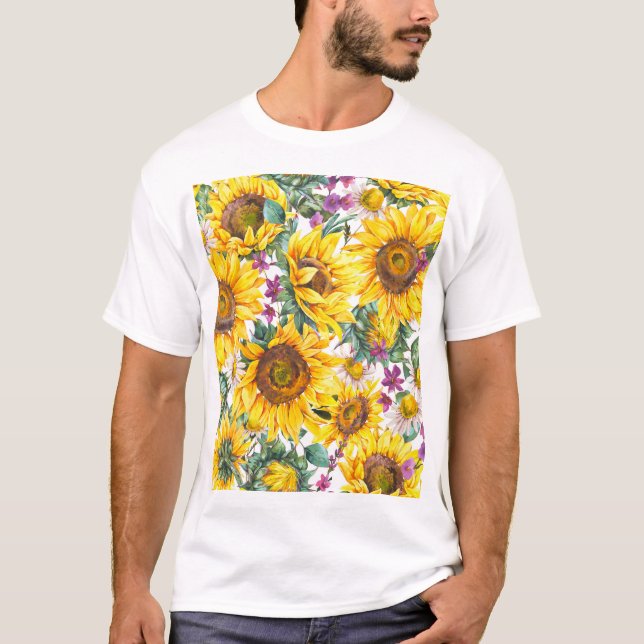 Camiseta Girassol: Bloom Amarelo de Verão. (Frente)