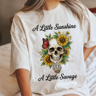 Camiseta Girassol Caveira Borboleta Dedo do Meio Selvagem
