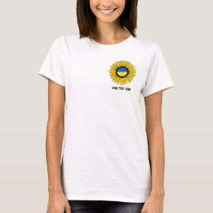 Camiseta Girassol com bandeira ucraniana. Custom Text