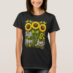 Camiseta Girassol Cristão Fé Esperança Amor