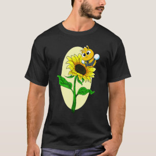 Camiseta Girassol de Jardim Abelha Fofa Flor Amarela Hippie