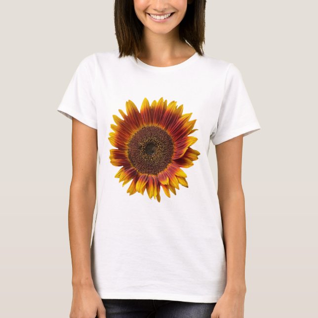 Camiseta Girassol de jardim único em laranja (Frente)