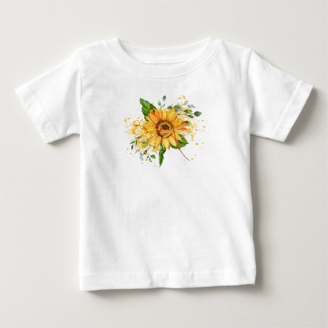 Camiseta Girassol e libélula respingos outono (Frente)