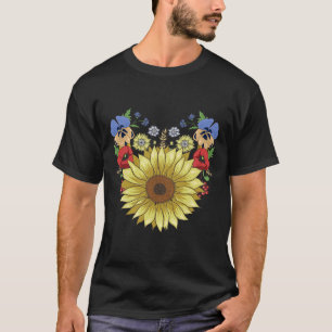 Camiseta Girassol E Papoulas Divertido Floral Ucrânia Ukrai