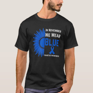 Camiseta Girassol Em Novembro Vestimos Diabetes Azuis Aware
