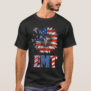 Camiseta Girassol Emt Enfermeira Estetoscópio Bandeira Amer