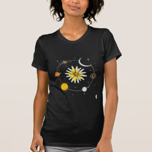 Camiseta Girassol entre os planetas e estrelas