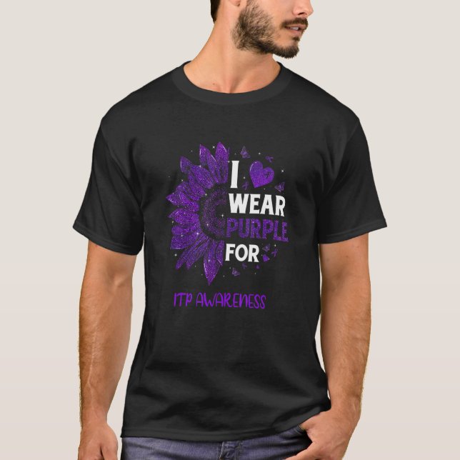 Camiseta Girassol Eu Uso Laço Roxo Conscientização Itp (Frente)