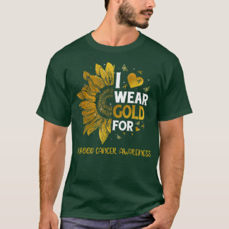 Camiseta Girassol Eu Visto Dourada Fita Cancer de Infância 