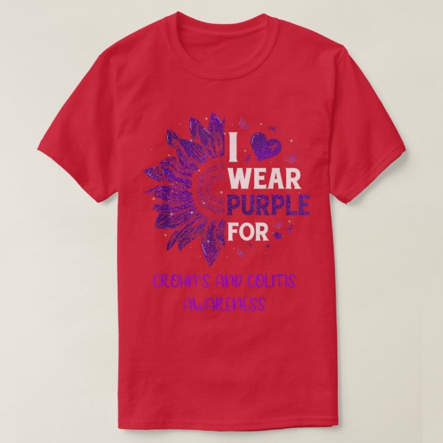 Camiseta Girassol Eu Visto Fita Roxa E Colite (Frente do Design)