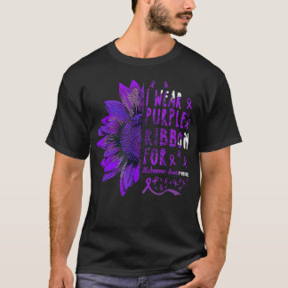 Camiseta Girassol Eu Visto Fita Roxa para Alzheimer