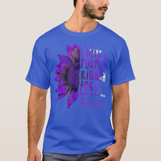 Camiseta Girassol Eu Visto Fita Roxa para Alzheimer