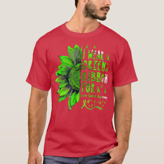 Camiseta Girassol Eu Visto Fita Verde para Câncer de figado