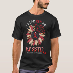 Camiseta Girassol Eu Visto Irmã De Fita Vermelha Ele Doença