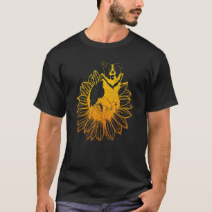 Camiseta Girassol Flor do Sol Cachorro Hippie Border Collie