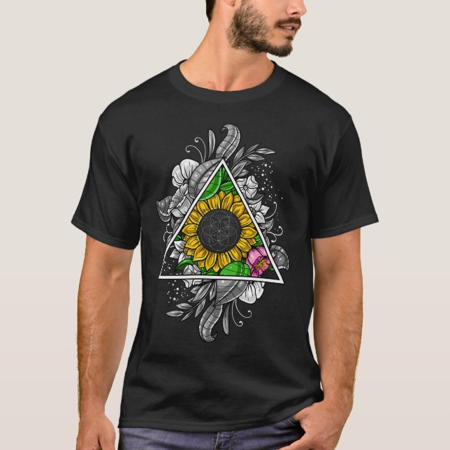 Camiseta Girassol Geometria Sagrada (Frente)