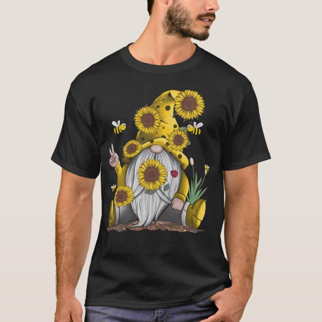 Camiseta Girassol Gnomo com Bee Hippie Gnomo (Frente)