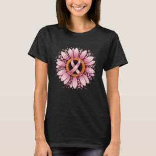 Camiseta Girassol Laço Rosa de Câncer de Mama Leopardo Cons