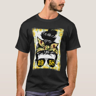 Camiseta Girassol Mãe Nascida Em 1958 Aniversário Mulher De