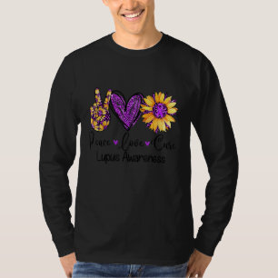 Camiseta Girassol Margarida Paz Amor Cura Roxo Consciente L