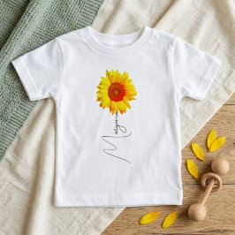 Camiseta Girassol Moderno de Verão | Nome e Monograma Perso