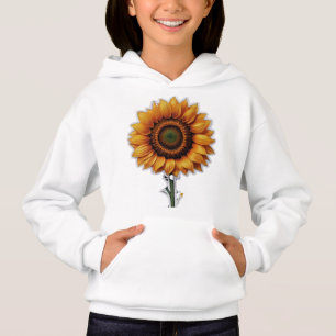 Camiseta Girassol Moletom Infantil Feminino com Capuz