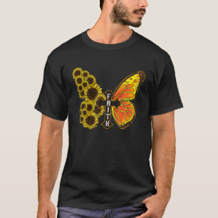Camiseta Girassol Monarca Borboleta Faith Girassóis e B