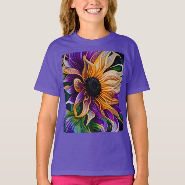 Camiseta Girassol roxo e Dourado (Frente)