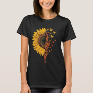 Camiseta Girassol Rústico Natureza Pássaros em Voo